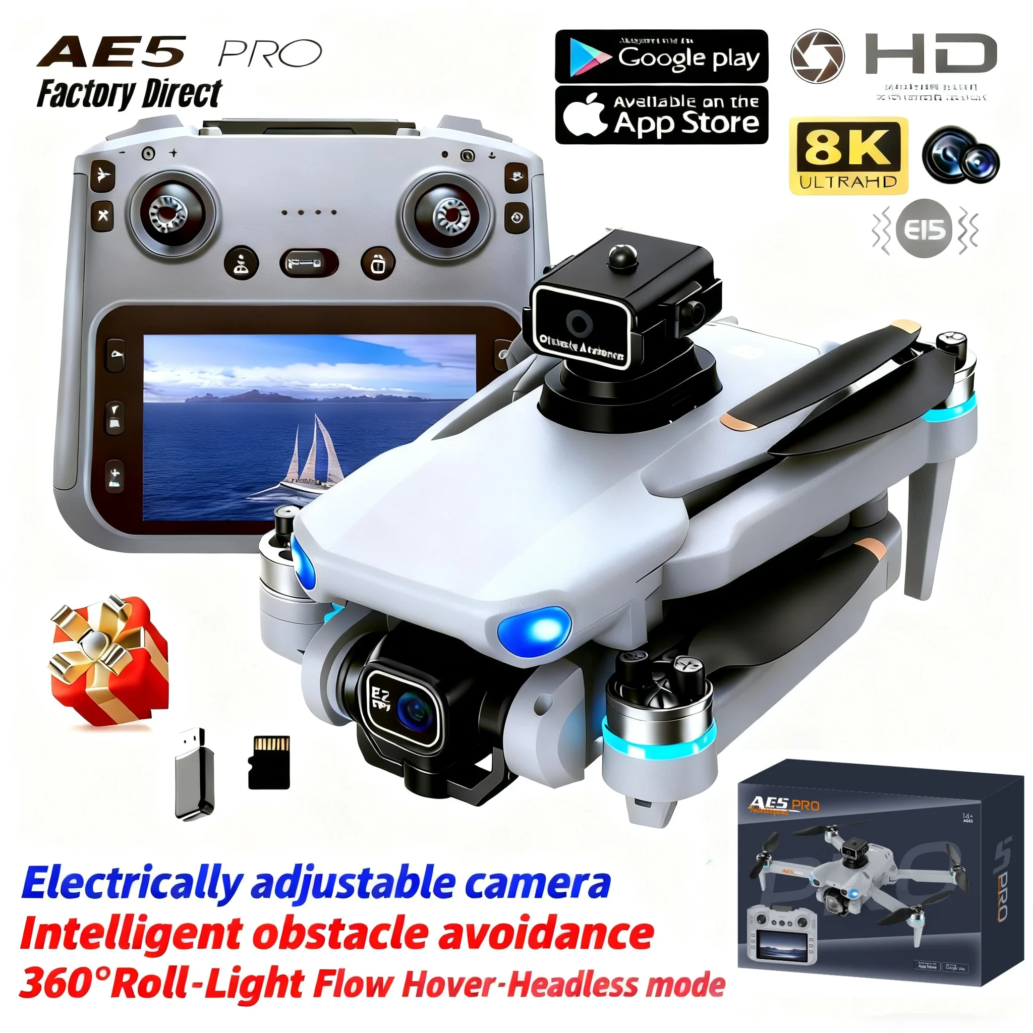 طائرة بدون طيار AE5 Pro بدقة 8 - مراجعة Drone Kit Tricopter وسعره